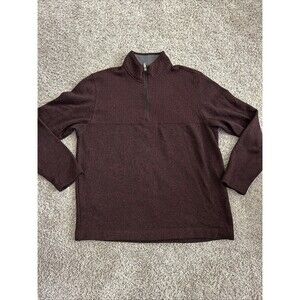 Men's VAN HEUSEN FLEX burgundy LS 1/4 zip collared pullover sweater size XL